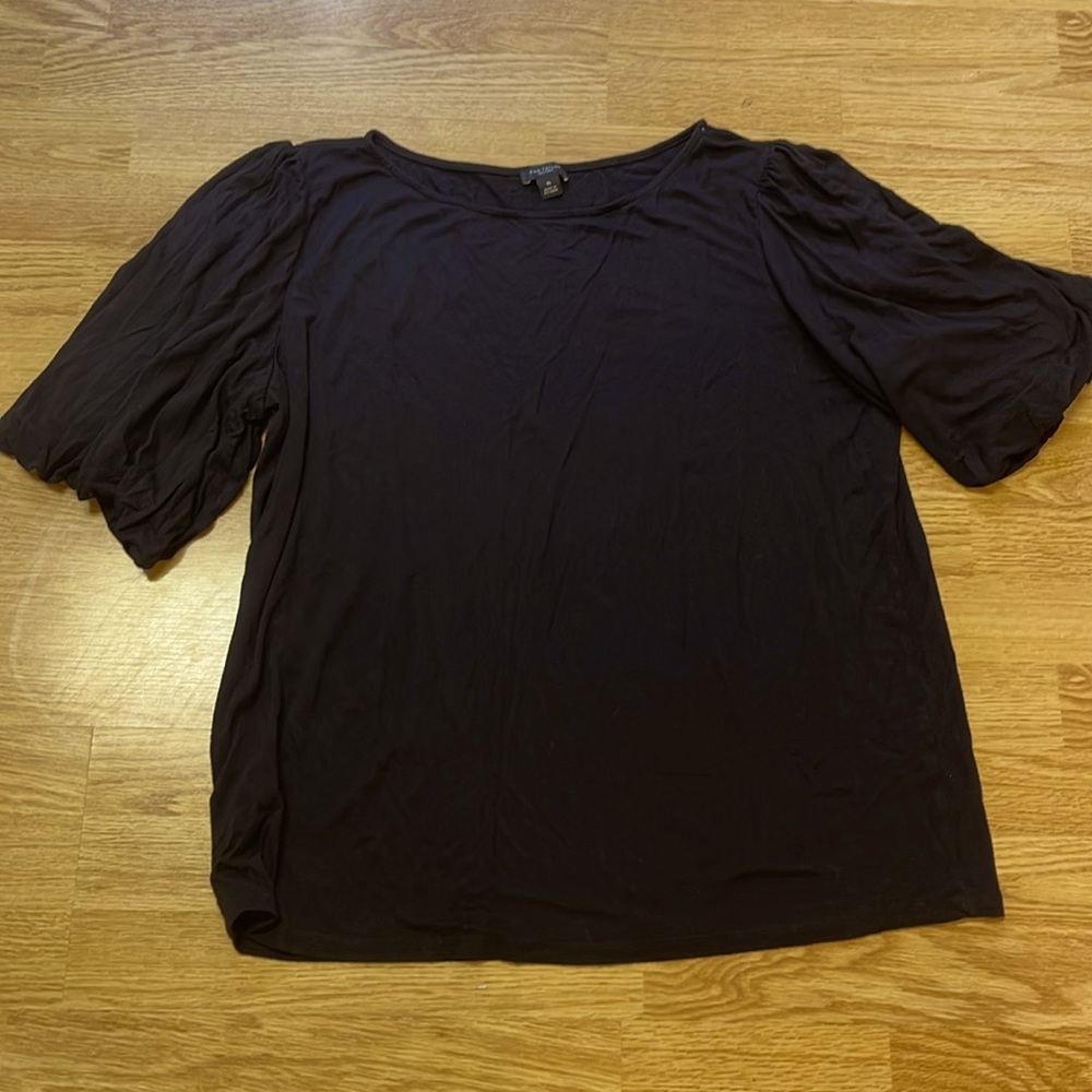Ann Taylor Bubble Sleeve Black Blouse